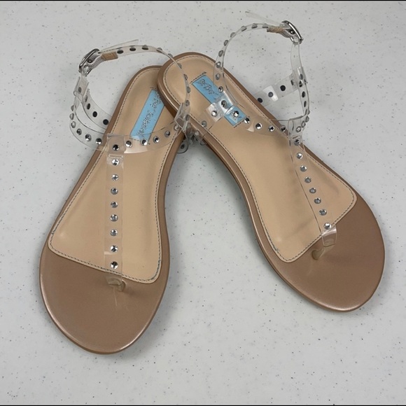 Betsy Johnson Studded Clear Flat Sandals - Picture 7 of 7